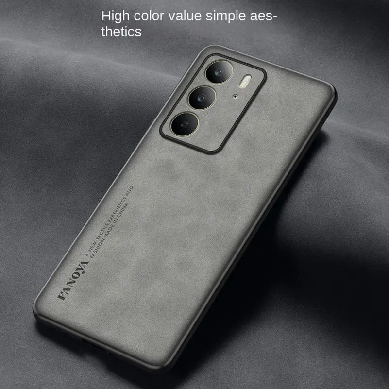 Realme C67 - Funda de cuero liso de lujo